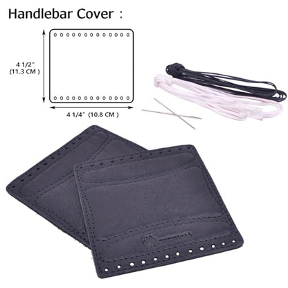 Leather Motorcycle Handlebar Grip Covers, No Fringe Brake Clutch Covers for HD Motorcycles - color: Black: Handlebar + Lever Cover