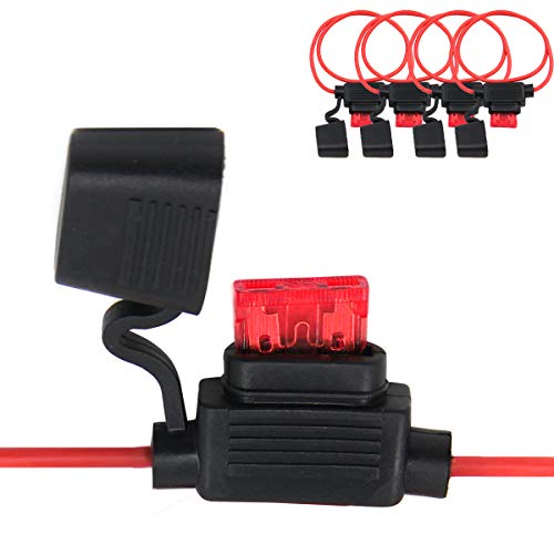 ZOOKOTO Inline Fuse Holder 10A, ATC/ATO 16 AWG Gauge Copper Wire Car Auto Blade Fuse 10amp Waterproof (2 Pack） - size: 10A