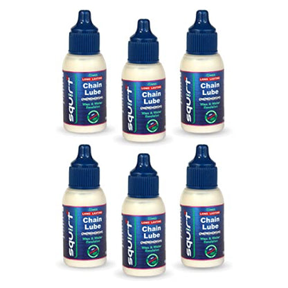Squirt Chain Lube for Bikes (0.5 Oz, 6 Pack) – Long-Lasting Lubricant for All Bike Chains – All-Weather Dry Bike Chain Lube to Reduce Noise & Chainsuck – Bicycle Tools & Maintenance Aid - size: 6 Pack, 15ml