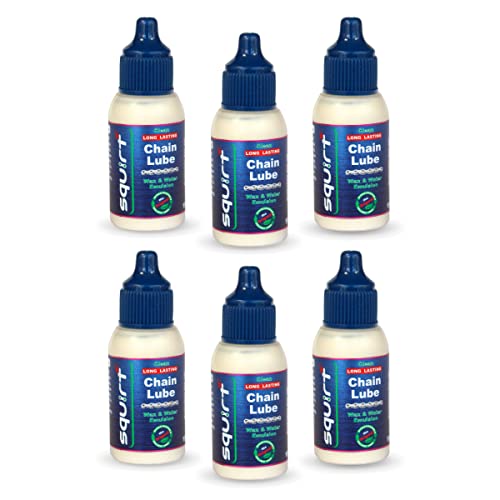 Squirt Chain Lube for Bikes (0.5 Oz, 6 Pack) – Long-Lasting Lubricant for All Bike Chains – All-Weather Dry Bike Chain Lube to Reduce Noise & Chainsuck – Bicycle Tools & Maintenance Aid - size: 6 Pack, 15ml