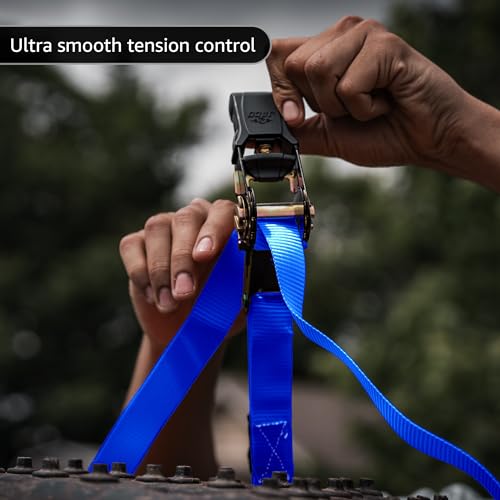 JACO Ratchet Tie Down Straps - 1 inch x 15 ft (Pack of 4) | 1,823 lbs (Blue) - color: Blue