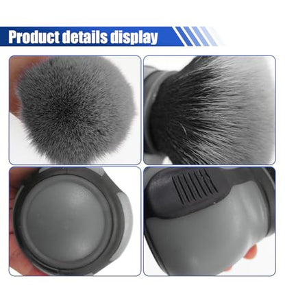 2PCS Car Detailing Brushes, Ultra Soft Bristles Dusting Brushes with Storage Rack, Curveball XL Synthetic Brushes, Covers Large Area Cleaning Tool for Inside or Outside Vehicles (Grey) - color: Grey