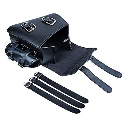 Motorcycle Black Left Side Solo Swing Arm Bag Saddlebag Compatible with Harley Sportster XL 883 1200 48 72 - size: Left Side with Side Storage