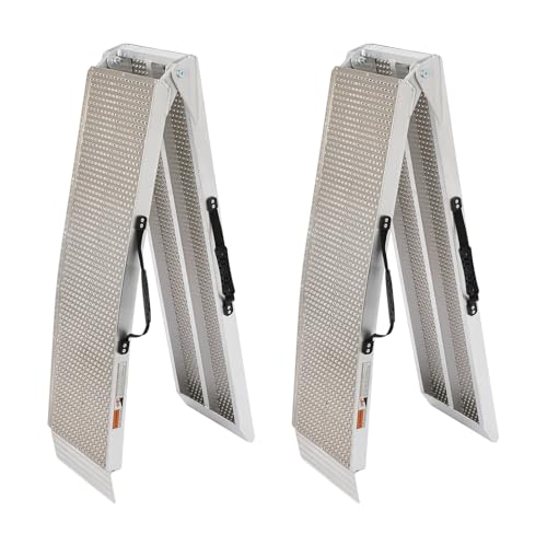 Folding Aluminum Ramp, Portable Ramp, 11" Loading Ramps for Motorcycle, 749.57 Lbs Each Load Capacity for Bike Ramps, ATVs, E-Scooter, Indoor Storage, 2PC (89.76 * 11.02in)