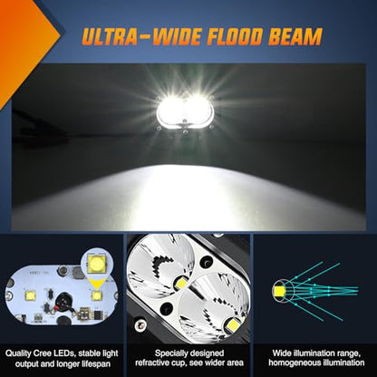 Nilight LED Pod Light 24W 4 Inch 2PCS White Flood Beam Driving Lights LED Pods IP67 Waterproof Auxiliary Offroad Lighting for Truck Tractor SUV ATV UTV Golf Cart Boat Motorcycle Dirt Bike - color: white flood beam 4inch