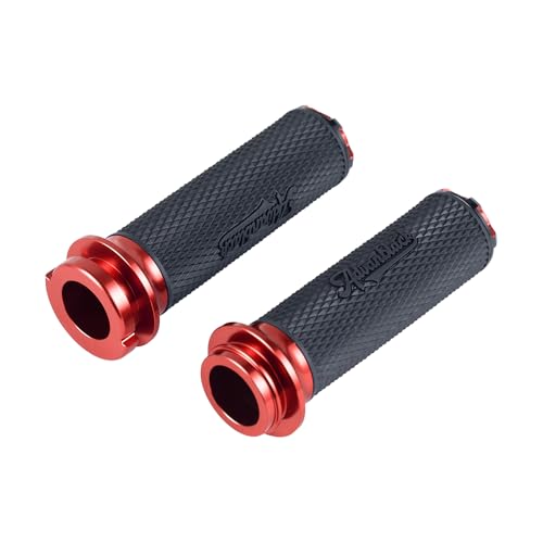Advanblack AXION Performance Grips, Electronic Throttle Control Grips Compatible with Harley Touring Road Glide Street Glide, Softail - color: Red
