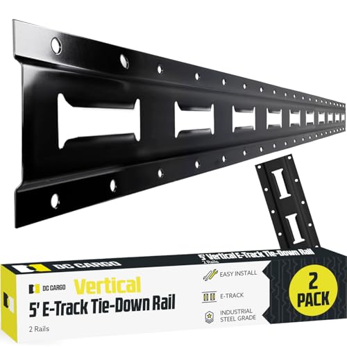 DC Cargo Mall E Track Vertical Tie Down Rail Kit 5' (6 Pack) for Garages, Vans, Trailers, Motorcycle Tie Downs, ATV Mountings - Secure Cargo & Heavy Loads Up to 2,000 lbs - color: Powder Coated Black, size: 5 ft