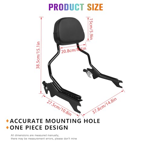 CHIFUN Detachable Rear Passenger Backrest Sissy Bar Compatible with Harley Fat Boy Breakout FLFB FLFBS FXBR FXBRS 2018-2025