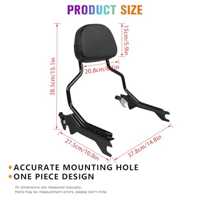CHIFUN Detachable Rear Passenger Backrest Sissy Bar Compatible with Harley Fat Boy Breakout FLFB FLFBS FXBR FXBRS 2018-2025