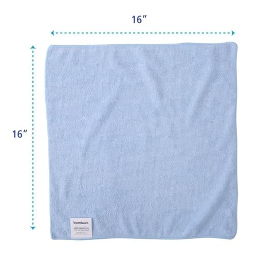 Boardwalk Microfiber Cleaning Cloths, 16 x 16, Blue, 24/Pack