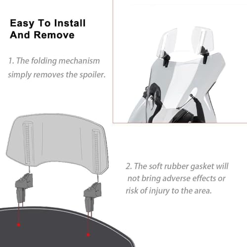 Motorcycle Windshield for CRF 300 L CRF 300 Rally CRF300L, Height Adjustable Clip-On Windscreen Front Screen Deflector Extender Windscreen Spoiler,280MM - size: 280MM