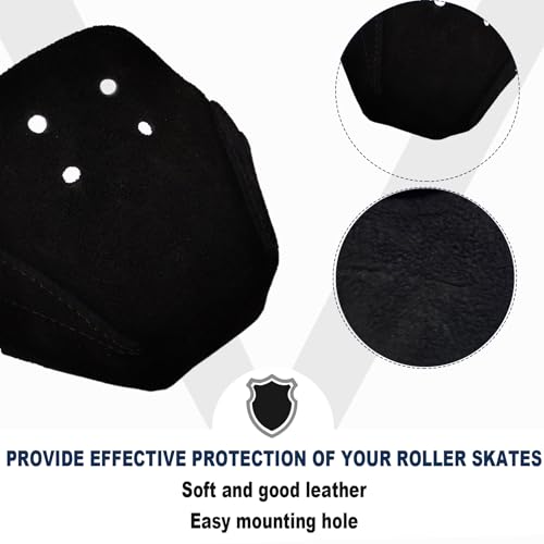 100% Real Cowhide | Toe Cap Guard Protectors | Roller Skate Derby Speed 1 Pair(Black) - color: Black
