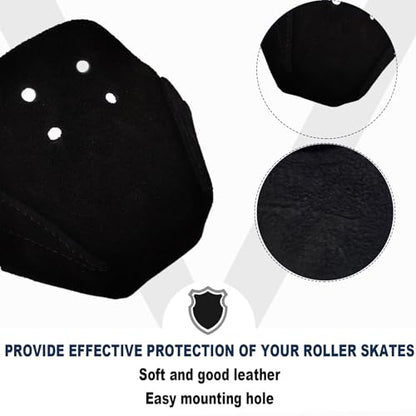100% Real Cowhide | Toe Cap Guard Protectors | Roller Skate Derby Speed 1 Pair(Black) - color: Black