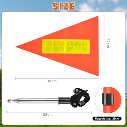 Golf Cart Flag 8.6 x 11.8 Inches Orange Safety Flag with Reflective Strips and PVC Flagpole - color: Orange