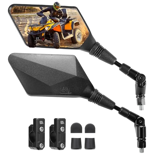KEMIMOTO ATV Mirrors, 8MM 10MM Foldable Motorcycle Mirrors with 7/8" Handlebar Mounts, Clear Vision, Fit ATV Motorcycle Scooter Bike, Compatible with Polaris Sportsman, Outlander, Raptor