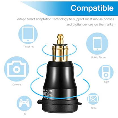 Motorcycle Power Adapter DIN Hella Plug to QC 3.0 USB & Type C Charger Compatible with BMW Triumph Tiger Ducati Motorcycle