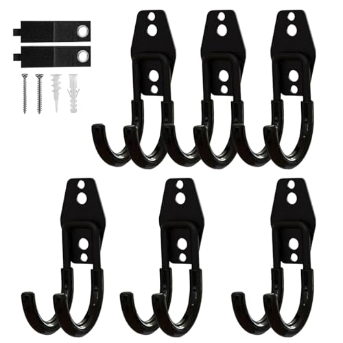 CBWLWJ 6 Pack Heavy Duty Wall Hooks for Hanging - Anti-Slip Coating, Solid Steel 2.8 Inch Small Round Garage Hooks for Ladder, Bikes, Tools and More(Black) - color: Black, size: Small Round-6pcs