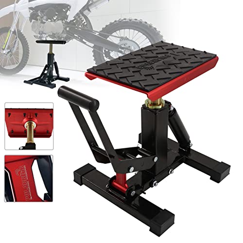 POLARBEAR Dirt Bike Stand Quick Jack Hydraulic Stand Motorcycle Low Profile Jack Portable Aluminum 1200Lbs Capacity for Pit Bike Cleaning and Repair(Red) - color: Red