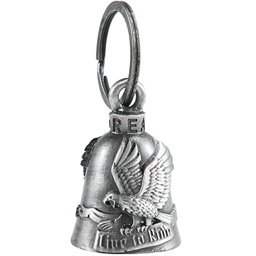 Dream Apparel Motorcycle Bell Guardian Angel Drive Away Gremlin, Biker Bell for Men Women Rider Riding, Good Luck Gift - color: Live to Ride & Eagle