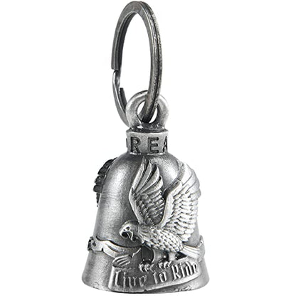 Dream Apparel Motorcycle Bell Guardian Angel Drive Away Gremlin, Biker Bell for Men Women Rider Riding, Good Luck Gift - color: Live to Ride & Eagle