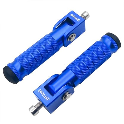Universal Motorcycle Bicycle Folding Passenger Foot Pegs M8 Rearsets Rear Set Footrests Footpeg Foot Rest Peg Pedals For Bike Install Hole 8mm (Blue) - color: Blue