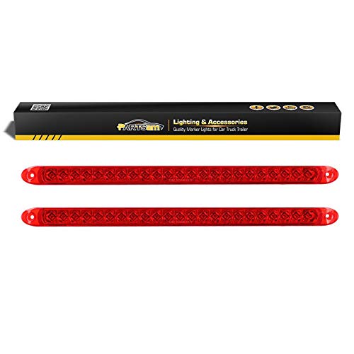 Partsam 2PCS 17 inch Red LED Trailer Light Bar 23 LED Third Brake Light Trailer Center Light Bar with Stop Turn Tail Functions Waterproof Surface Mount for Trailers Cargo