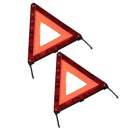 Alipis 2Pcs Roadside Hazard Warning Sign Emergency Triangle Kit for Compact Design Stable Base Day and Night Visibility Essential Road Safety Equipment