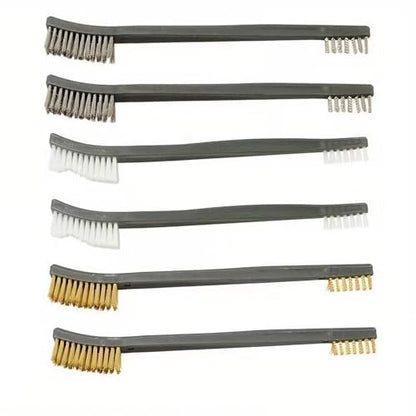 6Pc Mini Wire Brush Set, Steel Brass Nylon Cleaning Polishing Metal Rust Tools, Suitable for Cleaning Paint Dirt