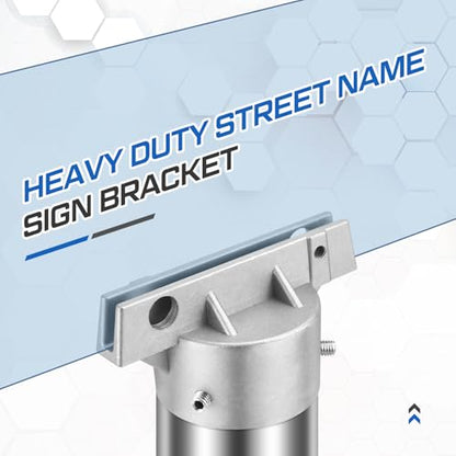 Hicarer 1 Pcs Street Name Sign Bracket for 2 3/8" Pole 5.5" Wide (3/16" Slot) Heavy Duty Street Name Sign Holder Round Aluminum Pole Bracket - style: Standard