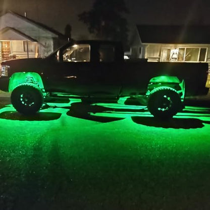 4 Pods LED Rock Lights, Ampper Waterproof LED Neon Underglow Light for Car Truck ATV UTV SUV Offroad Boat Underbody Glow Trail Rig Lamp (Green) - color: Green, size: 4 Pods