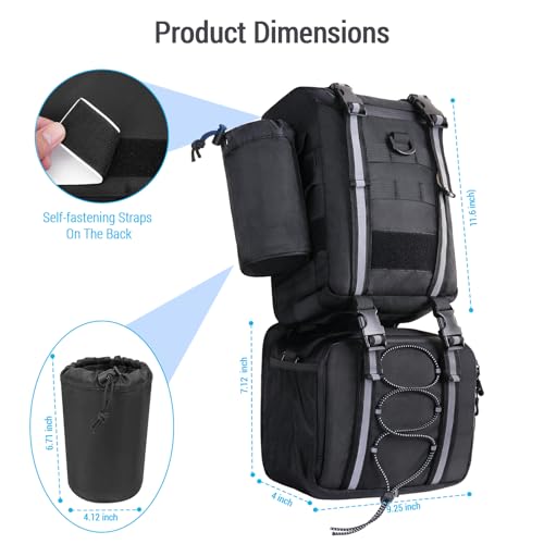 MOSISO Detachable ATV Fender Bag, Water-resistance Cargo Storage Pack for Front with Drink Holder, Rear Storage Bag Compatible with Scrambler Can Am Cfmoto Kawasaki Polaris Sportsman Grizzly, Black