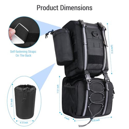 MOSISO Detachable ATV Fender Bag, Water-resistance Cargo Storage Pack for Front with Drink Holder, Rear Storage Bag Compatible with Scrambler Can Am Cfmoto Kawasaki Polaris Sportsman Grizzly, Black