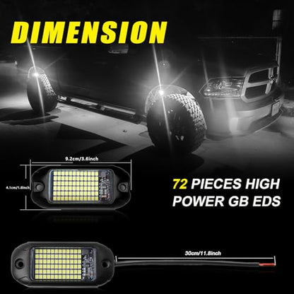 Nicoko 8 Pods 6000K pure White Rock lights Aluminum 9-30V Underglow Lights IP68 Waterproof Neon Trail Rig Lamp Lighting for SUV Car Truck Motorcycle Boat ATV UTV - size: Pure white rock lights - 8 pack
