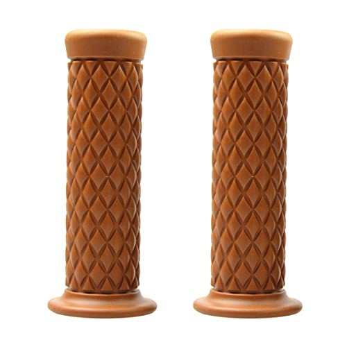 Motorcycle Hand Grips, Non Slip Rubber Bar for 7/8" 22mm/24mm Handles, Vintage Motorbike Thruster Grip, Handlebar for Hand Comfort, Universal for Motocross Scooter Dirt Bike, Open End (Light Brown) - color: Light Brown