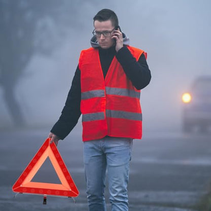 Kanayu Warning Safety Triangles for Vehicles Foldable Roadside Emergency Kit Emergency Reflective Triangles with Base and Carrying Case for Cars Trucks Breakdown(12 Pack)