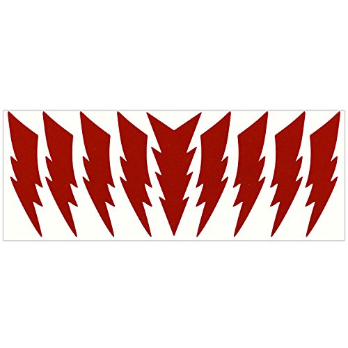 LiteMark Reflective Lightning Bolt Sticker, Bike, Helmet, Red, 4 Inch - Pack of 9 Pcs - color: Red
