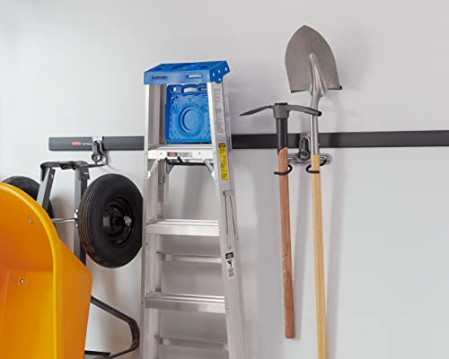 Rubbermaid FastTrack 2-Handle Hook (S Hook) Mounted Garage Storage and Space Saving Organization System Metallic Powder-Coated Steeel for Rakes/Brooms/Toys/Ladders - size: 1 Count (Pack of 1), style: Double-Handle Hook