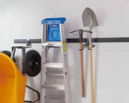 Rubbermaid FastTrack 2-Handle Hook (S Hook) Mounted Garage Storage and Space Saving Organization System Metallic Powder-Coated Steeel for Rakes/Brooms/Toys/Ladders - size: 1 Count (Pack of 1), style: Double-Handle Hook