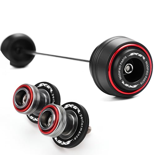 Compatible with ZX-6 ZX6R 2010-2024 2025 2026 Motorcycle Front Wheel Axle Crash Protector Pad Rear Swingarm Spools Slider Stand Accessories (Red) - color: Red