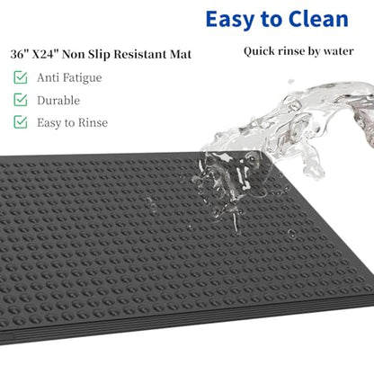 36"×24" Heavy Duty Outdoor Rubber Mat for Floor, Commercial Non Slip Indoor Floor Mat Use for Commercial Kitchen, Ramp, Pool, Restaurant, Garage(4 PCS) - size: 36"×24"-4PCS(ANti Fatigue Mat)