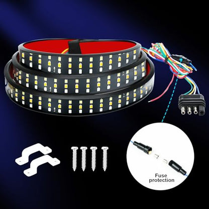 YUGUANG 60 Inch Truck Tailgate Light Bar, Triple Row LED Tailgate Light Strip with Brake Reverse Sequential Turning Signals Strobe Lights - size: 60 Inch Red White Amber