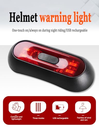 Motorcycle Bike Red Rear Helmet Light Lamp for Troy Lee Designs D4 Carbon MIPS Troy Lee Designs D3 Carbon MIPS, Bicycle Motorcycle Helmet Brake Light Warning Tail Light Night Riding Essential