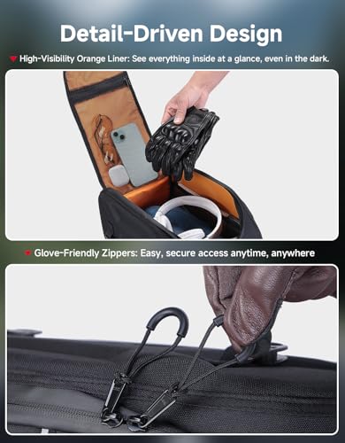 KEMIMOTO Motorcycle Tail Bag, 13L Large Waterproof Motorcycle Seat Bag for Rear Rack, Versatile Storage Saddle Bag with Shoulder Strap and Rain Cover for Commutes and Short Trips