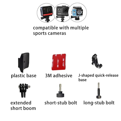 AGV K1S Chin Mount Kits Made for K1 S Helmet Camera Mount Kit Carbon Fiber Load Bearing Patch Adjustable Camera Bracket Compatible with GoPro Hero Insta360 DJI Action Cams (Plastic Base)