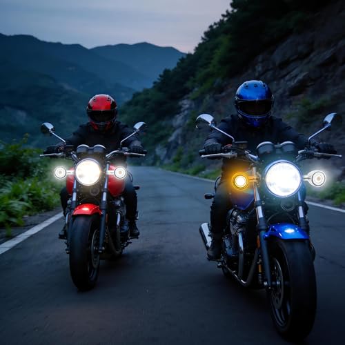 DREAMIZER Motorcycle Led Turn Signal Lights 2x, Bullet Blinker Motorcycle Front Turn Signal Light Compatible with Harley Honda Yamaha Kawasaki (Chrome/Yellow-White light) - color: B-Front/Chrome shell + yellow-white light