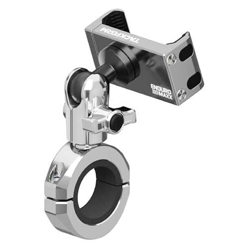 Tackform Chrome Motorcycle All Metal Phone Mount - 20MAXX Spring Cradle | Universal Clamp Fits 1-1/4" to 1-1/2" Handlebars | Aluminum | Compatible with iPhones, Galaxy Devices, More | Short Reach Arm - color: Chrome, size: 1-1/4" to 1-1/2"