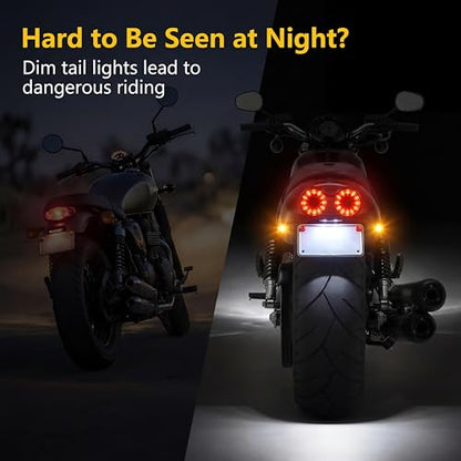 ANKIA 40-LED 40W Motorcycle Tail Light Integrated Running Lamp Brake&Turn Signal Light with License Plate Bracket for Harly Motorcycle Street Bike Cruiser Chopper (Black) - color: Black