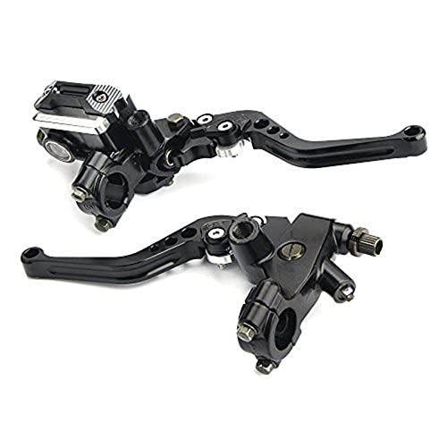 Universal 7/8" 22mm Motorcycle Brake Lever Handlebar Brake Master Cylinder Clutch Levers Set Compatible with Harley Honda Kawasaki Suzuki Yamaha Motorbike Brake Lever(Black) - color: Black