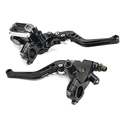 Universal 7/8" 22mm Motorcycle Brake Lever Handlebar Brake Master Cylinder Clutch Levers Set Compatible with Harley Honda Kawasaki Suzuki Yamaha Motorbike Brake Lever(Black) - color: Black