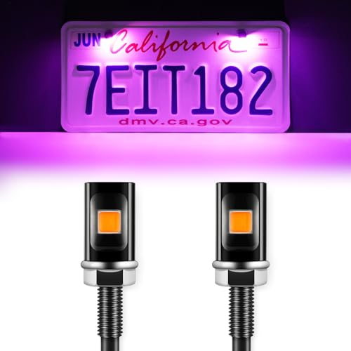 LivTee Super Bright License Plate Light, 12V License Tag Screw Bolt Accessories, Waterproof Black Aluminium Light Holder, Legal for Car Motorcycle Truck RV ATV Bike, Purple(2PCS) - color: Purple, size: 2PCS
